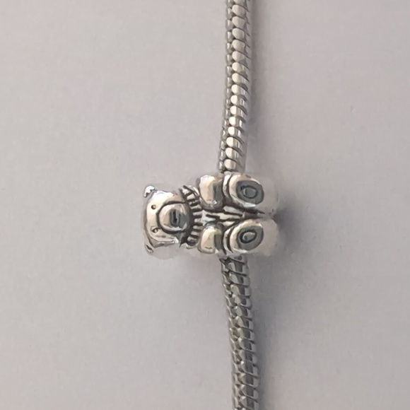 Silver Teddy Bear Charm for Pandora Style Bracelet - Picture 1 of 4
